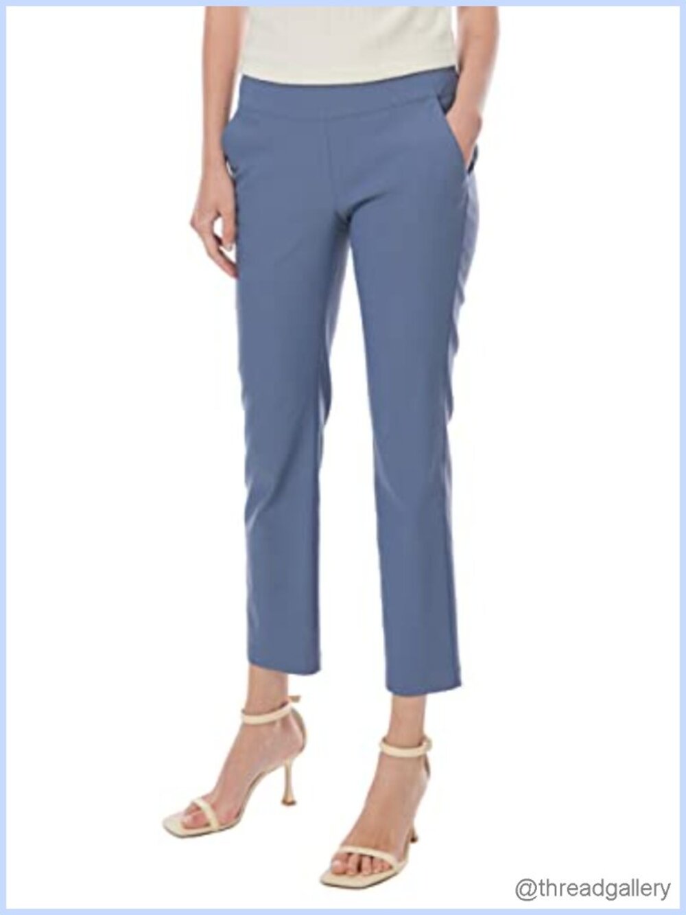 Women's Stretchy Pull On Ankle Pants Slim Straight Business Casual